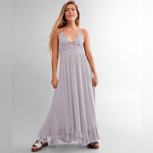 NWT Free People Adella Maxi Slip Dress Stardust Grey